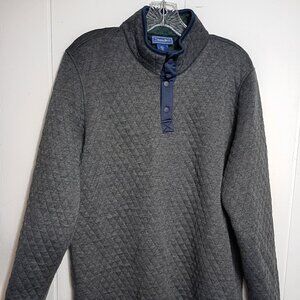 Wilkens Bros Heritage Collection Quilted 1/4 Snap Pullover Gray Navy Mens Large